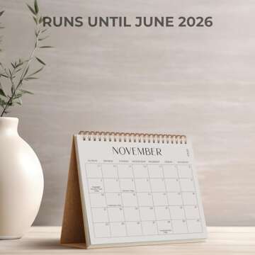 Aesthetic Desk Calendar 2025 - Runs from August 2024 until June 2026 - Beautiful Small 2025-2026 Flip Desktop Calendar for Easy Organizing