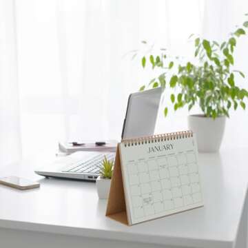 Aesthetic Desk Calendar 2025 - Runs from August 2024 until June 2026 - Beautiful Small 2025-2026 Flip Desktop Calendar for Easy Organizing