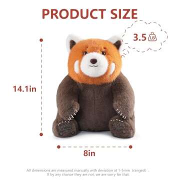 Niuniu Daddy 14" | 3.5 Pound Red Panda Weighted Stuffed Animal, Red Panda Pillowfort Plush Lap Animal Toys for Kids Adults Baby, Large Red Panda Body Pillow for Gift Present Birthday Christmas Holiday