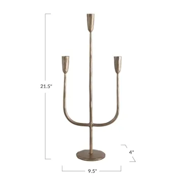 Creative Co-Op Hand-Forged Metal Candelabra for Home
