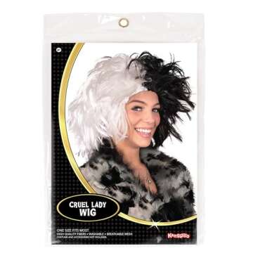 Kangaroo Cruella De Vil Wig, Cruella Deville Costume Women, Cruella Deville Wig, Black White Wig, Ha...