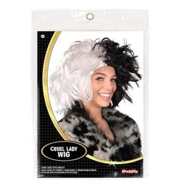 Kangaroo Cruella De Vil Wig, Cruella Deville Costume Women, Cruella Deville Wig, Black White Wig, Ha...