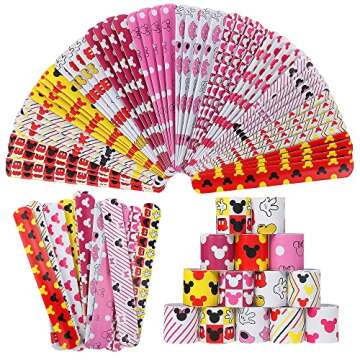 Aolime 48 PCS Mouse Slap Bracelets for Kids Birthday Parties