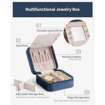 Vlando Personalized Initial Jewelry Case - Teacher Gift, Travel Organizer