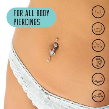 BASE LABORATORIES Piercing Aftercare Spray 4oz | Saline Spray for Piercings | Ear Piercing Cleaner Spray | Saline Solution for Piercings | Piercing & Keloid Bump Removal for Ears, Belly Nose Piercings