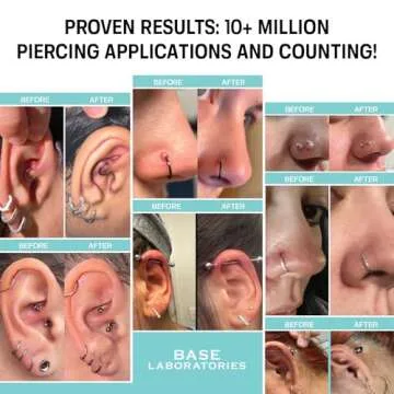 BASE LABORATORIES Piercing Aftercare Spray 4oz | Saline Spray for Piercings | Ear Piercing Cleaner Spray | Saline Solution for Piercings | Piercing & Keloid Bump Removal for Ears, Belly Nose Piercings