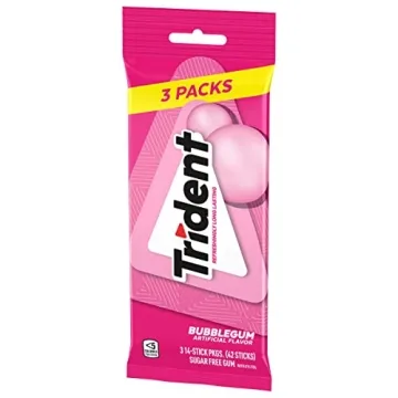 Trident Sugar Free Gum, Bubblegum Flavor, 3 Packs (42 Pieces Total)