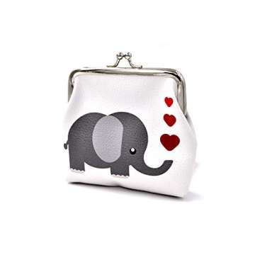 Nodykka Pu Leather Coin Purse Cute Animal Elephant Wallet Bag Change Pouch Gifts for Women Kids Girl...