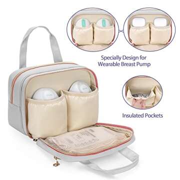Damero Wearable Breast Pump Bag Compatible with Elvie Pumps and Pump Parts Bag with Mat & Mesh Bag Bundle
