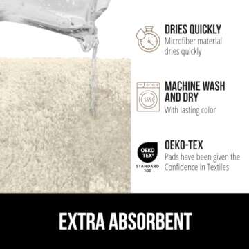 Gorilla Grip Premium Luxury Bath Rug, 30x20, Absorbent, Soft, Thick Shag, Bathroom Mat Rugs, Machine Wash, Microfiber Dries Quickly, Mats for Bath Room, Shower, Bathtub and Spa Floors, Cream Cream