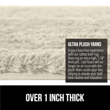 Gorilla Grip Premium Luxury Bath Rug, 30x20, Absorbent, Soft, Thick Shag, Bathroom Mat Rugs, Machine Wash, Microfiber Dries Quickly, Mats for Bath Room, Shower, Bathtub and Spa Floors, Cream Cream