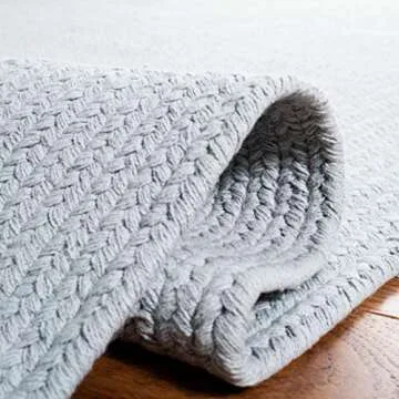 SAFAVIEH Braided Collection 2'3" x 12' Light Blue BRD176A Handmade Country Cottage Reversible Cotton Runner Rug