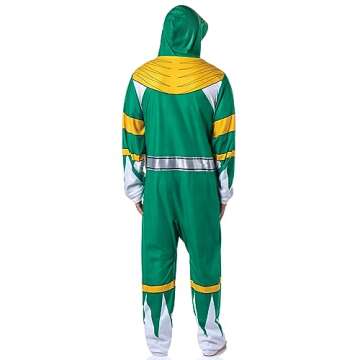 INTIMO Power Rangers Mens' Green Character Color Sleeper Union Suit Costume Sleep Pajama (Large/X-Large)