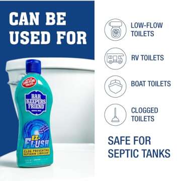 Bar Keepers Friend EZ-Flush Toilet Flushing Aid (2 x 12 oz) Liquid Plumber to Help Prevent Clogged Toilets - Reduces Clogging, Odor & Residue, Ideal for Low-Flow, Boat & RV Toilets, Citrus Fragrance