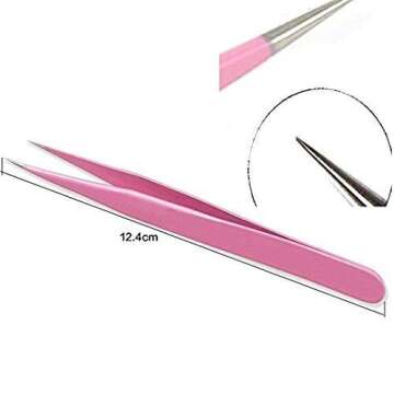Onwon Pink Stainless Steel Tweezers Set for Eyelash Extensions