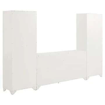 Crosley Furniture Tara 3-Piece Modern Farmhouse Sideboard Buffet Cabinet and Kitchen Storage Pantry Set, Distressed White