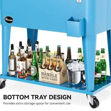 YITAHOME Cooler Cart with Bottle Opener Drainage, Portable Patio Cooler on Wheels, Outdoor Beverage Cart Ice Chest Cart