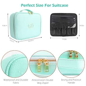 MOMIRA Travel Makeup Bag Cosmetic Bag Makeup Organizer Bag with Large Lighted Mirror 3 Color Scenari...