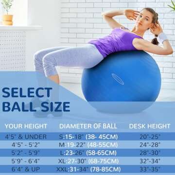 Fitvids Anti-Burst and Slip Resistant Exercise Ball Yoga Ball Fitness Ball Birthing Ball with Quick ...