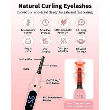 Heated Eye Lash Curler with Comb Electric Eyelash Curler