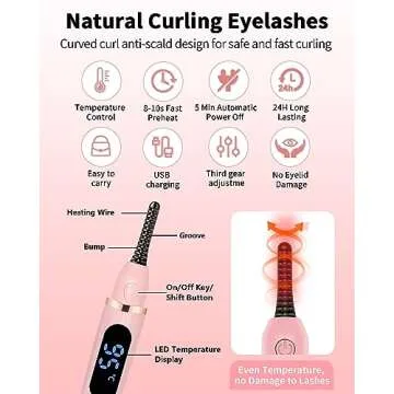 Heated Eye Lash Curler with Comb Electric Eyelash Curler
