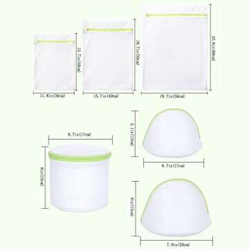 Pagetoc Mesh Laundry Bag Set of 6, White Delicate Durable Polyester Wash Bags with Zipper for Laundr...