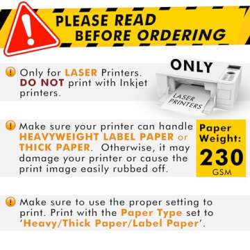 Koala Printable Clear Sticker Paper - ONLY for LASER Printer - 8.5x11 Inch 20 Sheets Full Sheet 100%...