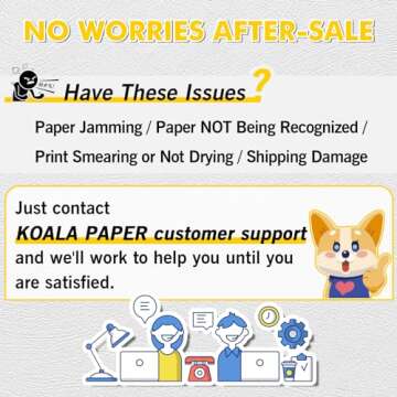 Koala Printable Clear Sticker Paper - ONLY for LASER Printer - 8.5x11 Inch 20 Sheets Full Sheet 100% Transparent Label Paper for DIY Personalized Decals, Labels