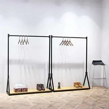 FURVOKIA Heavy Duty Rolling Clothing Rack with Wood