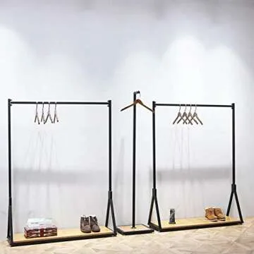 FURVOKIA Heavy Duty Rolling Clothing Rack with Wood