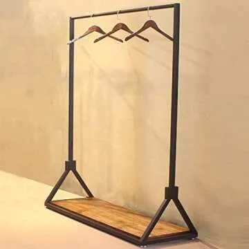 FURVOKIA Heavy Duty Rolling Clothing Rack with Wood