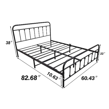 Diolong Queen Bed Frame Easy Assembly Vintage Style Sturdy