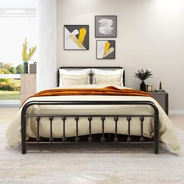 Diolong Queen Bed Frame Easy Assembly Vintage Style Sturdy