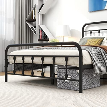 Diolong Queen Bed Frame Easy Assembly Vintage Style Sturdy
