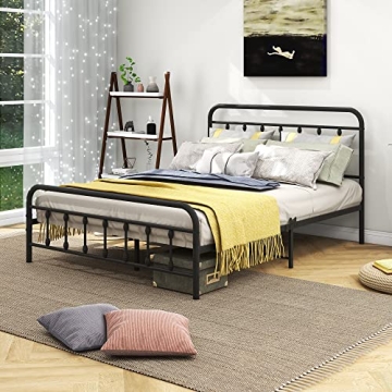 Diolong Queen Bed Frame Easy Assembly Vintage Style Sturdy