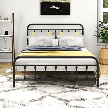 Diolong Queen Bed Frame Easy Assembly Vintage Style Sturdy