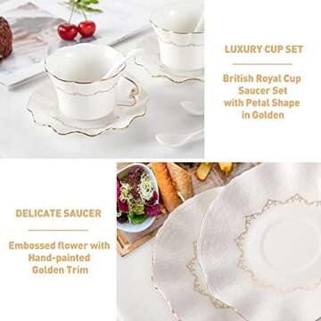 DUJUST Luxury Golden Trim Tea Cup Set for Elegant Gatherings