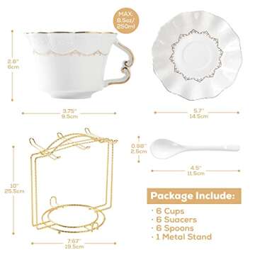 DUJUST Luxury Golden Trim Tea Cup Set for Elegant Gatherings