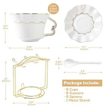 DUJUST Luxury Golden Trim Tea Cup Set for Elegant Gatherings