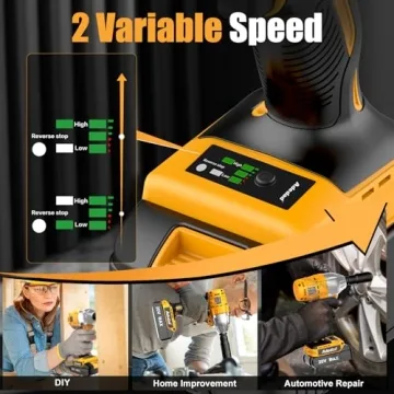 Adedad Brushelss Power Impact Wrench Set 1/2 inch 3000RPM Cordless Impact Gun with Battery and Fast Charger Lightweight 20V Impact Driver for Car,Home,DIY
