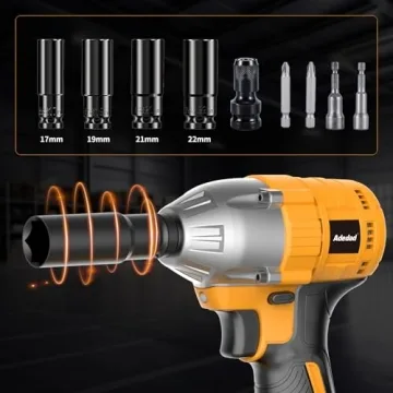 Adedad Brushelss Power Impact Wrench Set 1/2 inch 3000RPM Cordless Impact Gun with Battery and Fast Charger Lightweight 20V Impact Driver for Car,Home,DIY
