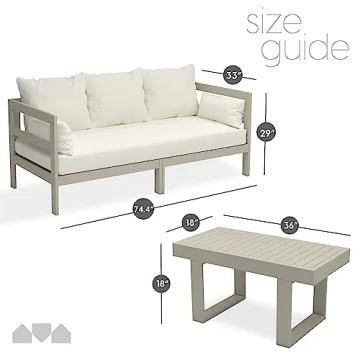 Milliard Modern Outdoor Sofa with Cushions & Table for Patios