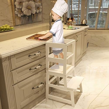 WOOD CITY Kitchen Step Stool for Toddlers - Montessori Learning Tower