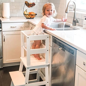 WOOD CITY Toddler Kitchen Step Stool for Learning