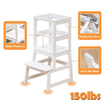WOOD CITY Toddler Kitchen Step Stool for Learning