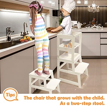 WOOD CITY Toddler Kitchen Step Stool for Learning