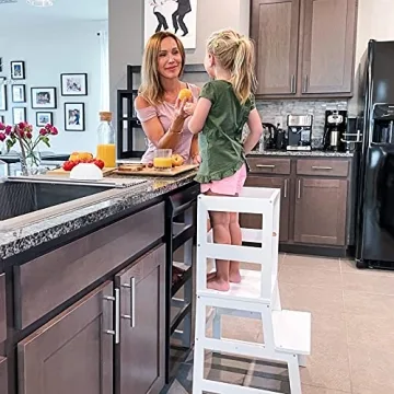 WOOD CITY Toddler Kitchen Step Stool for Learning