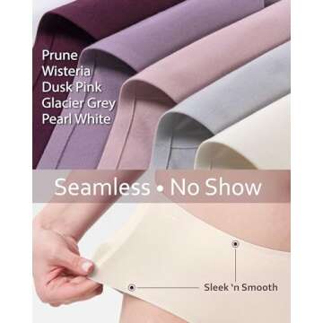 Neione Seamless Cotton No Show Hipster Panties 5 Pack Pastel