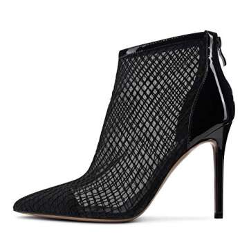Castamere Women's Mesh Ankle Boots High Heels Sandals Booties Slip On Pointed Toe Stilettos Boots wi...