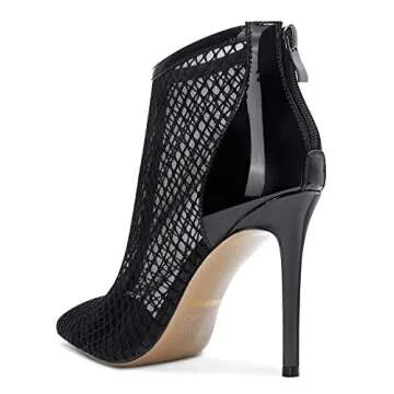 Castamere Women's Mesh Ankle Boots High Heels Sandals Booties Slip On Pointed Toe Stilettos Boots with Zipper 10CM Heels Black Shoes 10.5 M US